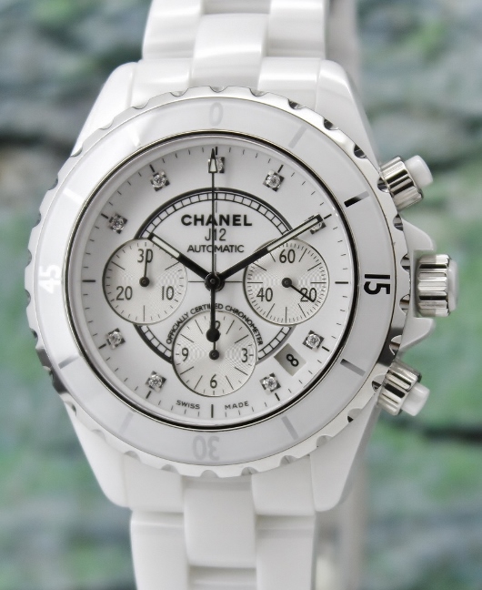 LIKE NEW CHANEL J12 41MM CERAMIC AUTOMATIC CHRONOGRAPH WATCH / H2009